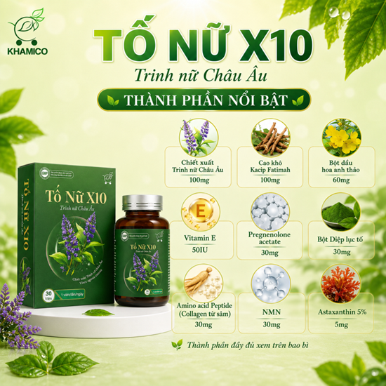Thực phẩm bảo vệ sức khỏe Tố Nữ X10 Trinh nữ Châu Âu